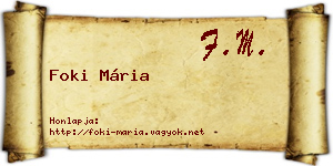 Foki Mária névjegykártya